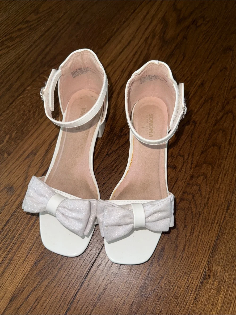 Sonoma Girls White Bow Ankle-Strap Dress Sandals